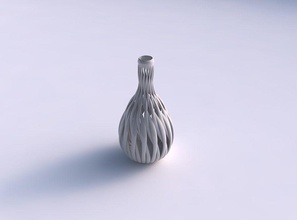 jarrón oval apretó el cuello estructura del músculo largo casa florero exprimido de decoración 3d print model - Mito3D