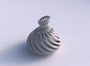 vase oval squeezed neck muscle structure streched top corner house decor 3d print model - Mito3D