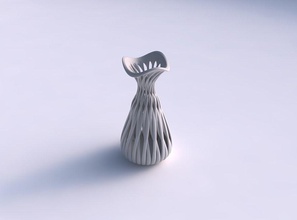 florero oval exprimido cuello músculo estructura estirado ondulado casa decoración 3d print model - Mito3D