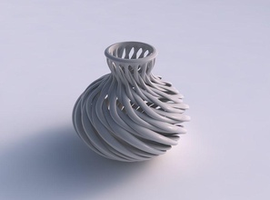 jarrón oval apretó los músculos del cuello de la estructura trenzado apretado casa florero exprimido el músculo decoración 3d print model - Mito3D
