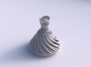 vase oval squeezed neck muscle structure twisted streched top house decor 3d print model - Mito3D