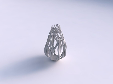 vaso oval torcido ramos longo vaso oval torcido ramos longo casa decoração 3d print model - Mito3D