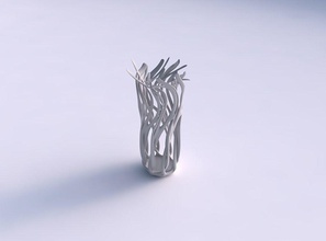 vaso oval galhos retorcidos streched ondulado superior a casa torcida os ramos topo decoração 3d print model - Mito3D