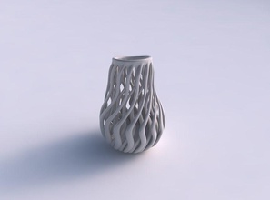 vaso oval torcido músculo estrutura excêntrico casa decoração 3d print model - Mito3D