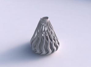 vase oval twisted muscle structure streched top house decor 3d print model - Mito3D