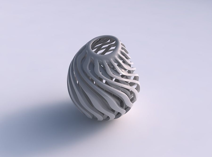 vaso oval torcido afiado músculo estrutura cafetão up casa decoração 3d print model - Mito3D