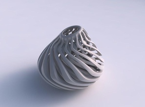vase oval twisted sharp muscle structure streched top corner house decor 3d print model - Mito3D