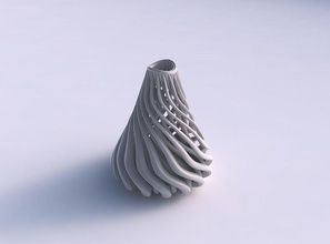 vase oval wavy beveled muscle structure twisted streched top house decor 3d print model - Mito3D