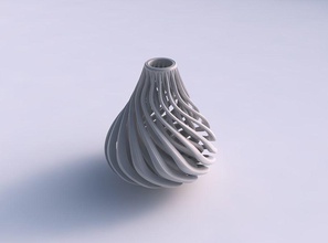 vase oval wavy beveled muscle structure wide middle house decor 3d print model - Mito3D