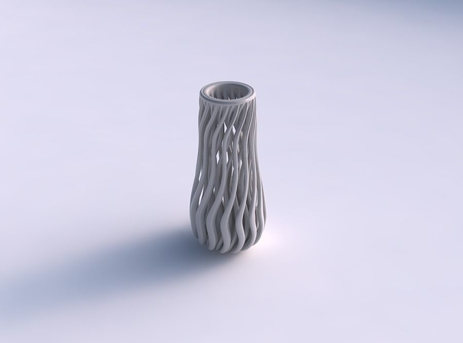 Vase Oval wellig abgeschrägt Muskel Struktur verbreitert Haus Dekor 3D print model - Mito3D