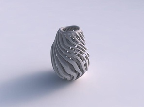 florero oval ondulado comprimido músculo estructura casa decoración 3d print model - Mito3D