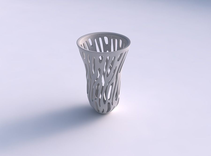 vaso oval Largo abertura suave cortes alargado casa decoração 3d print model - Mito3D