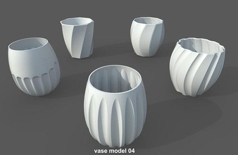 Vase pack01 5 Modelle Vasen Keramik Haushaltswaren Dekor Dekoration dekorativ Porzellan Innere Design Blume Pflanze Topf Schüssel Blumentopf Möbel Deko Haushalt Natur 3d print model - Mito3D