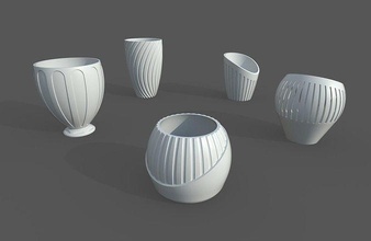 vaso pack02 5 modelos vasos cerâmica utensílios domésticos decoração decorativo porcelana interior Projeto flor plantar Panela tigela flores mobília deco casa natureza 3d print model - Mito3D