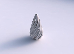 vase pear shape twisted smooth cuts long neck house decor 3d print model - Mito3D