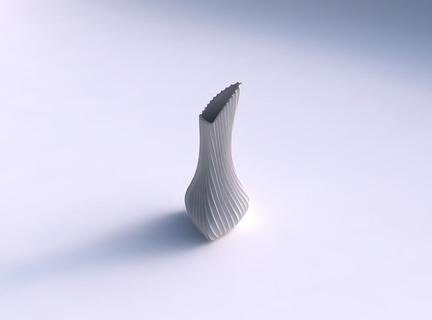vase bouffi tappé Triangle courbé extrudé lignes maison décor 3d print model - Mito3D