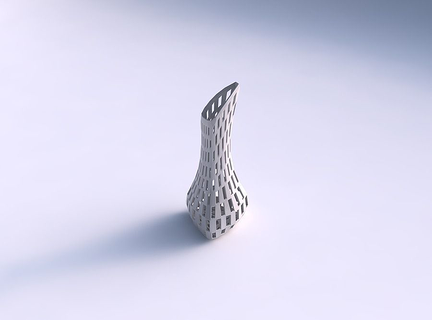 vase bouffi tappé Triangle vérificateur grille treillis plat décor architectural décoration maison 3d print model - Mito3D