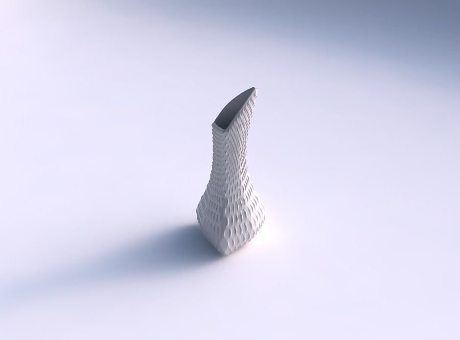 vase geschwollen tappered dreieck gitter piramide gericht dekor architektonisch dekoration haus 3D print model - Mito3D