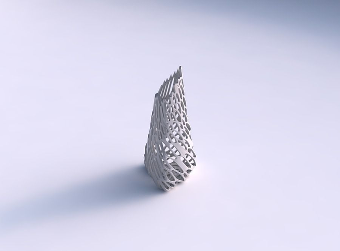 vaso inchado inclinado triângulo rachado torcido orgânico treliça 3 casa decoração 3D print model - Mito3D