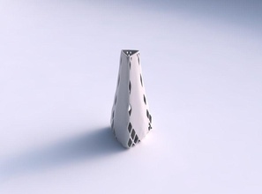 vazo kabarık uçlu üçgen diyagonal kafes kafes 2 tabak dekor mimari dekorasyon ev 3d print model - Mito3D
