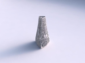 jarrón hinchada punta del triángulo trenzado orgánica de celosía sesgada espesor casa florero puffy se inclinó el decoración 3d print model - Mito3D