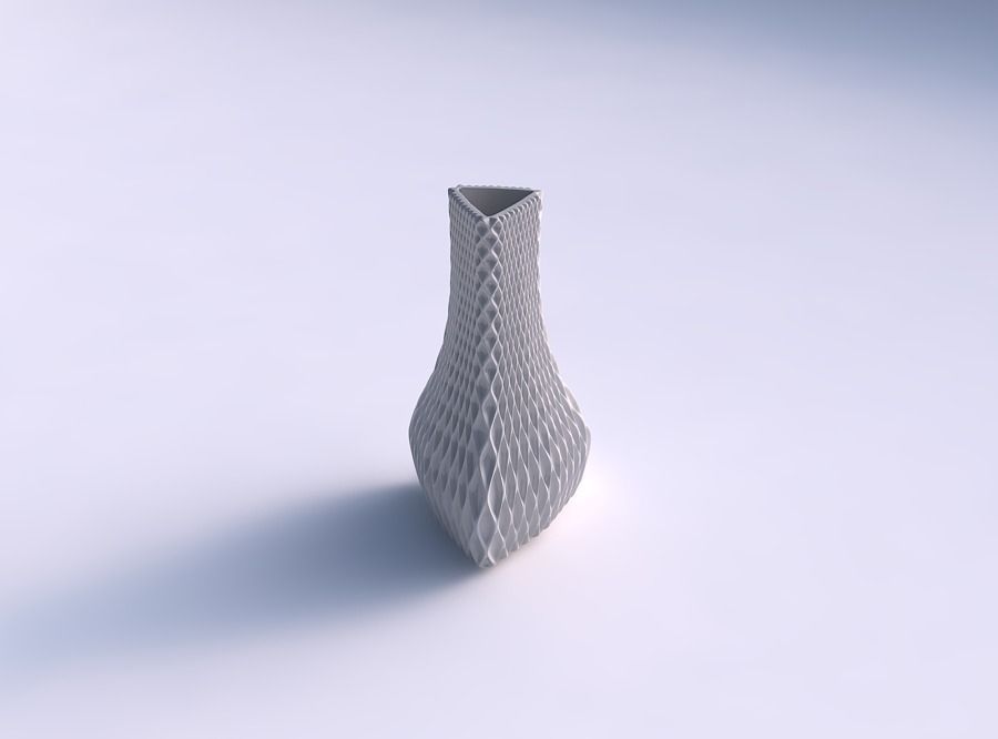 vase geschwollene Dreieck-raster piramides 2 Haus Dreieck grid Dekor 3D print model - Mito3D