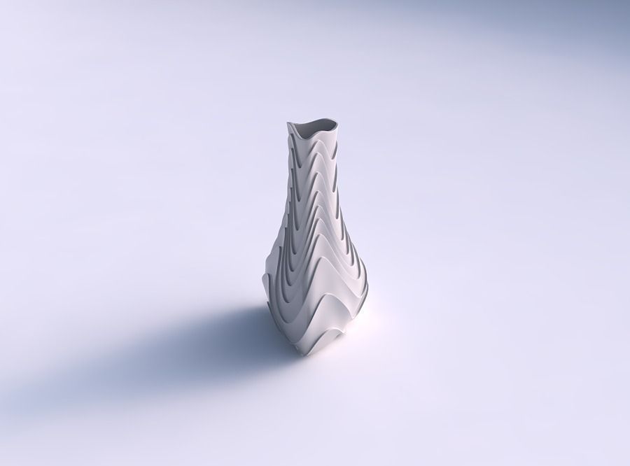 vaso puffy triângulo horizontal ondulado camadas a casa na decoração 3D print model - Mito3D