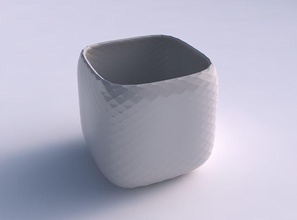 vase quadratic stumpy diagonal grid pattern house decor 3d print model - Mito3D