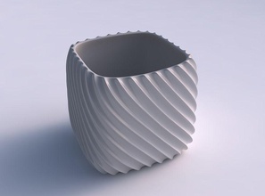 vaso quadratico tozzo estruso verticale linee 2 piatto arredamento architettonico decorazione casa 3d print model - Mito3D