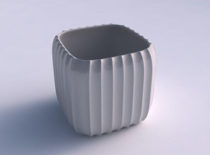 vazo ikinci dereceden bodur ekstrüde dikey çizgiler tabak dekor mimari dekorasyon ev 3d print model - Mito3D