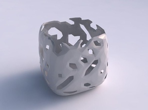 vaso quadrático atarracado lapidado cortes prato decoração arquitetônico casa 3d print model - Mito3D