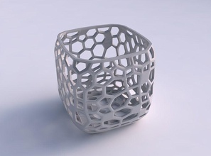 vase quadratic stumpy faceted organic lattice house decor 3d print model - Mito3D