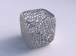 vase quadratisch stumpy feine Bio-Gitter Haus quadratische fein Bio Gitter Dekor 3d print model - Mito3D