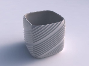 vase quadratic stumpy flowing extruded lines house decor 3d print model - Mito3D
