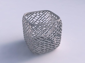 florero cuadrático achaparrado enrejado losas plato decoración arquitectónico casa 3d print model - Mito3D