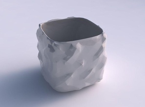 jarrón cuadrática achaparrada bajo-polígono de las protuberancias casa florero baja polígono el plato decoración en la arquitectura 3d print model - Mito3D