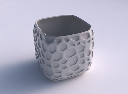 Vase quadratisch stumpf organisch Dellen Vase quadratisch stumpf organisch Dellen Gericht Dekor architektonisch Dekoration Haus 3d print model - Mito3D