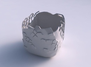 vase quadratic stumpy reptile skin holes house decor 3d print model - Mito3D