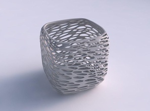 vase quadratic stumpy squeezed twisted organic lattice house decor 3d print model - Mito3D