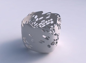 jarrón cuadrática achaparrada trenzado burbujas de agujeros casa florero las los decoración 3d print model - Mito3D