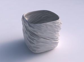 vase quadratisch stumpf verdrehte felsig ausbuchtungen haus dekor 3d print model - Mito3D
