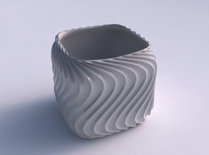 vase quadratic stumpy wavy extruded lines 4 house decor 3d print model - Mito3D