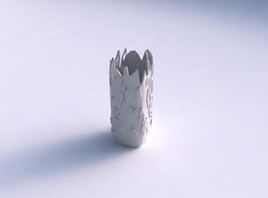 vaso quadratico alto rettile pelle buchi casa arredamento 3d print model - Mito3D