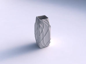 vase Rechteck gewellt geringer Dichte extrudiert Linien Haus wellig spärlich Gericht Dekor architektonische Dekoration 3d print model - Mito3D