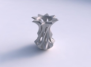 vase rose spikes smooth cuts extruded top widened house decor 3d print model - Mito3D