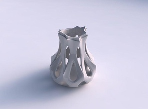 vase rose spikes wide bulged smooth cuts streched house decor 3d print model - Mito3D