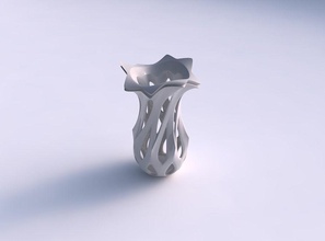 vase rounded rose spikes smooth cuts extruded streched wavy house decor 3d print model - Mito3D