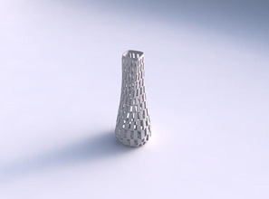 vase semi quadratic checker grid lattice house decor 3d print model - Mito3D