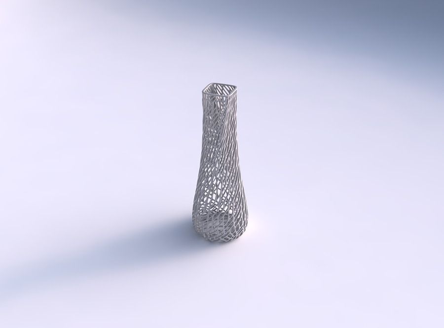 vase semi quadratic twisted lattice tiles house decor 3D print model - Mito3D
