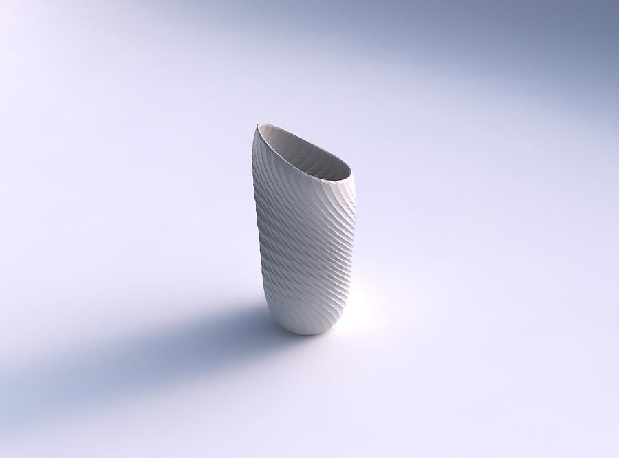 vase skewed twisted diagonal grid pattern house decor 3D print model - Mito3D